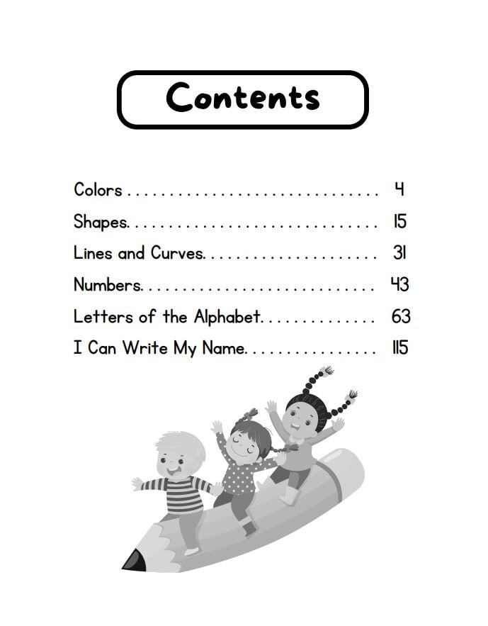 Preschool English-French table of content
