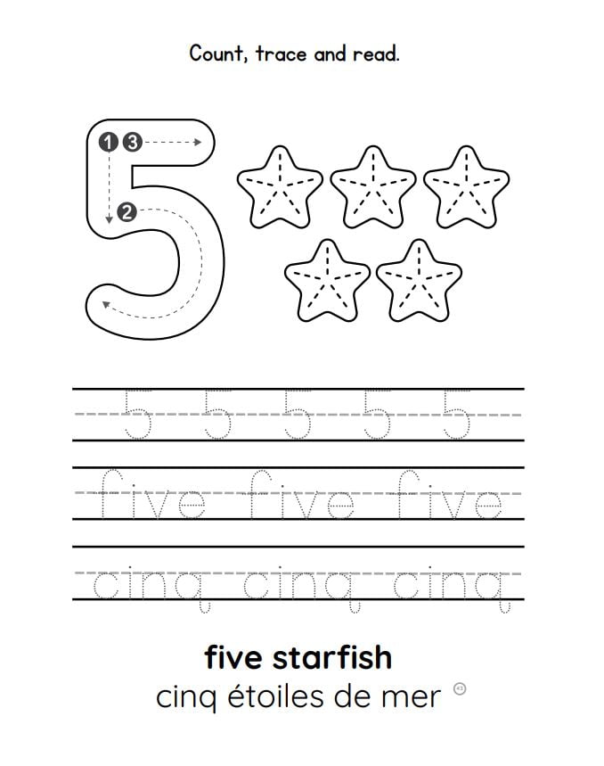 Preschool English-French numbers