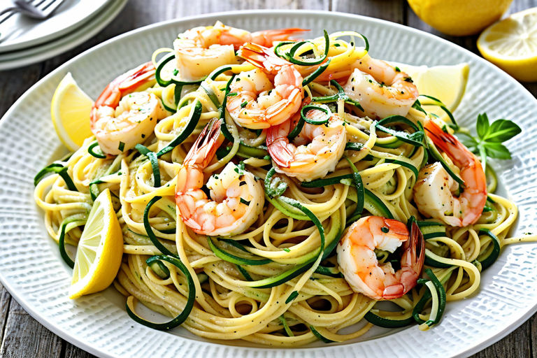Spiralized Zucchini Shrimp Scampi 5:2 diet meal sample