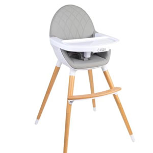 Convertible High Chair for Babies, Toddlers, Kids & Children - Wooden Highchair with Adjustable Height & Dishwasher Safe Tray
