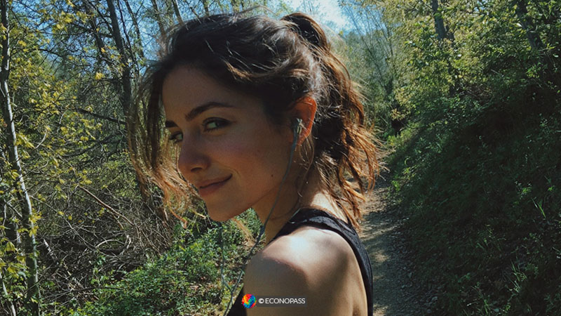 Woman walking outdoors