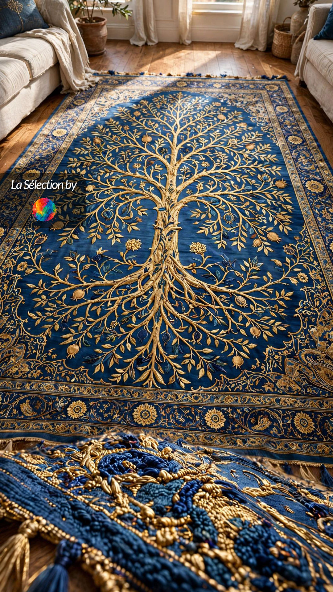 Pure Silk Hand-Knotted Rug: Tree of Life